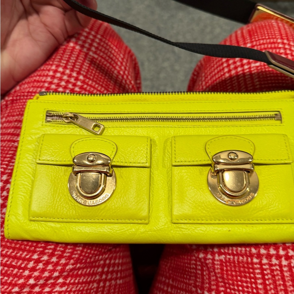 Marc Jacobs Vibrant Yellow Clutch with Gold Accents